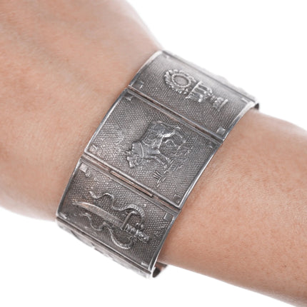 6.5" Vintage Sterling Siam 8 Precious things bracelet - Estate Fresh Austin