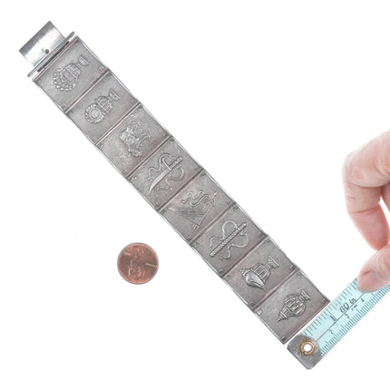 6.5" Vintage Sterling Siam 8 Precious things bracelet - Estate Fresh Austin