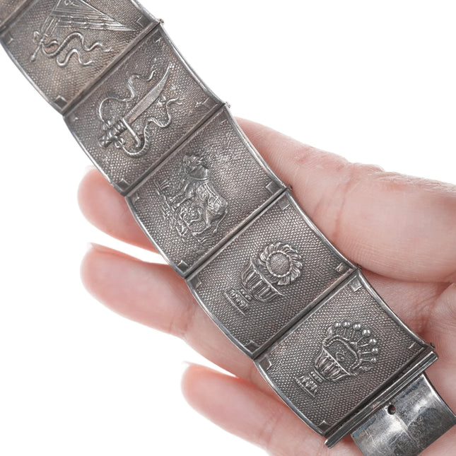 6.5" Vintage Sterling Siam 8 Precious things bracelet - Estate Fresh Austin