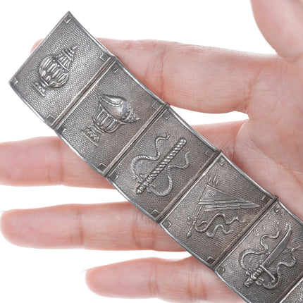 6.5" Vintage Sterling Siam 8 Precious things bracelet - Estate Fresh Austin