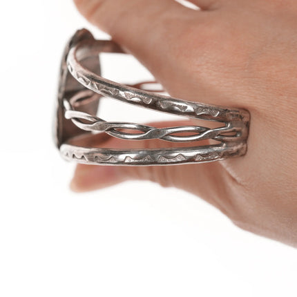 6.5" Vintage Triple shank Sterling turquoise Native American cuff bracelet - Estate Fresh Austin