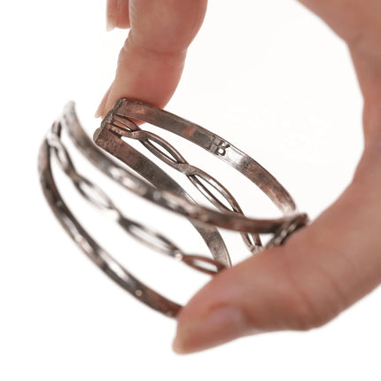 6.5" Vintage Triple shank Sterling turquoise Native American cuff bracelet - Estate Fresh Austin