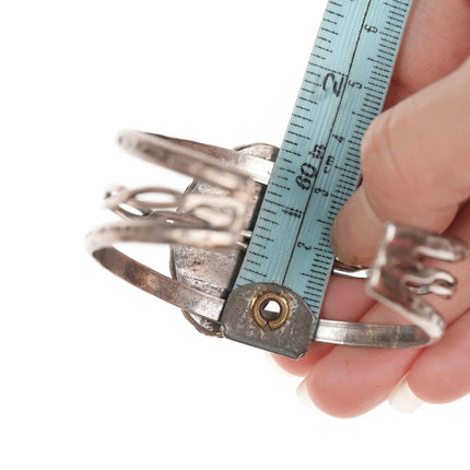 6.5" Vintage Triple shank Sterling turquoise Native American cuff bracelet - Estate Fresh Austin