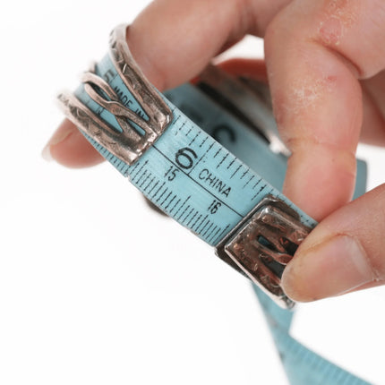 6.5" Vintage Triple shank Sterling turquoise Native American cuff bracelet - Estate Fresh Austin