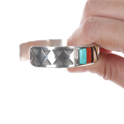 6.5" Vintage Vicki Westika Zuni Intarsia inlay bracelet - Estate Fresh Austin