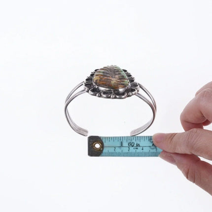 6.5" Vintage Zuni Carved Royston turquoise silver bracelet - Estate Fresh Austin
