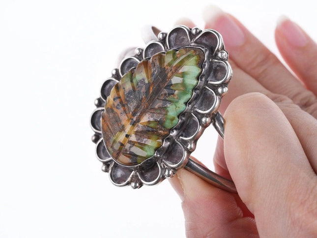 6.5" Vintage Zuni Carved Royston turquoise silver bracelet - Estate Fresh Austin