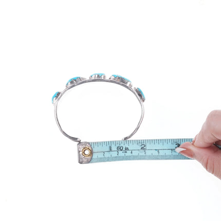6.5" Vintage Zuni carved turquoise silver bracelet - Estate Fresh Austin