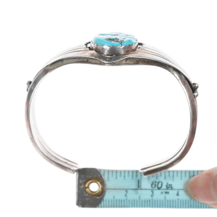 6.5" Vintage Zuni Carved turquoise silver cuff bracelet - Estate Fresh Austin