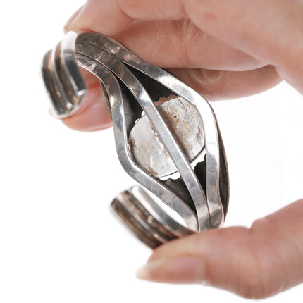 6.5" Vintage Zuni Carved turquoise silver cuff bracelet - Estate Fresh Austin