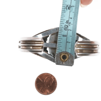 6.5" Vintage Zuni Carved turquoise silver cuff bracelet - Estate Fresh Austin