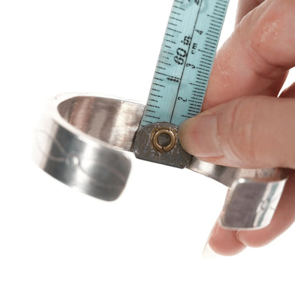 6.5" Vintage Zuni channel inlay silver onyx cuff bracelet - Estate Fresh Austin