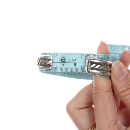 6.5" Wil Vandever Navajo sterling spiderweb turquoise row cuff bracelet - Estate Fresh Austin