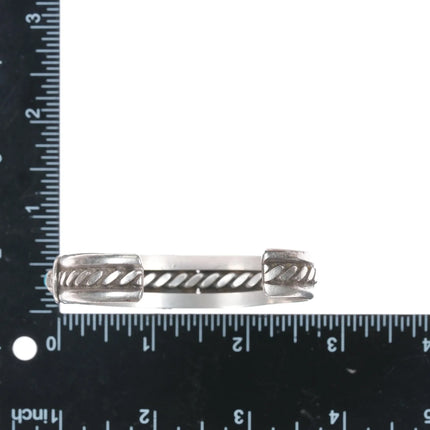 6.5" Wil Vandever Navajo sterling spiderweb turquoise row cuff bracelet - Estate Fresh Austin