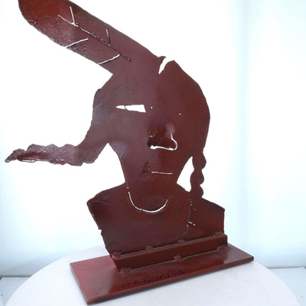 Malcolm Furlow Cut Steel 3 Dimensional  Pop Art Sculpture of  Native Amer