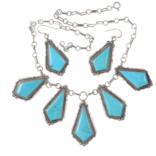 Vintage Navajo-Halskette und Ohrringe aus Sterlingsilber und Türkis