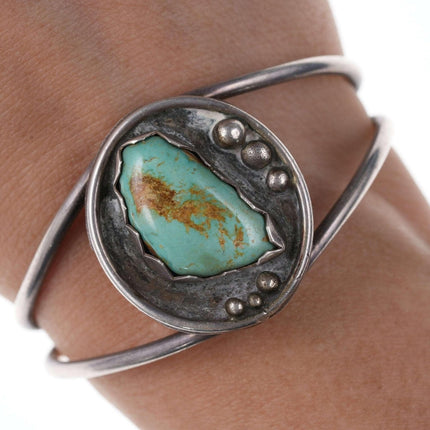 Vintage Native American Sterling/turquoise cuff bracelet re