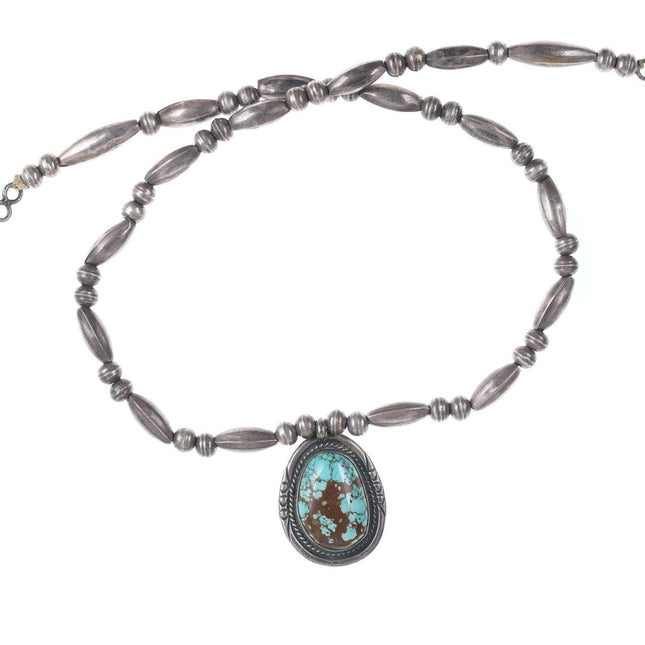 Vintage Navajo-Perlenkette mit türkisfarbenem Anhänger