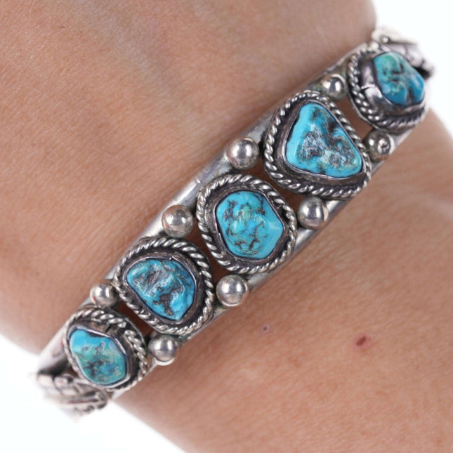 Vintage Navajo Sterling and nugget turquoise bracelet