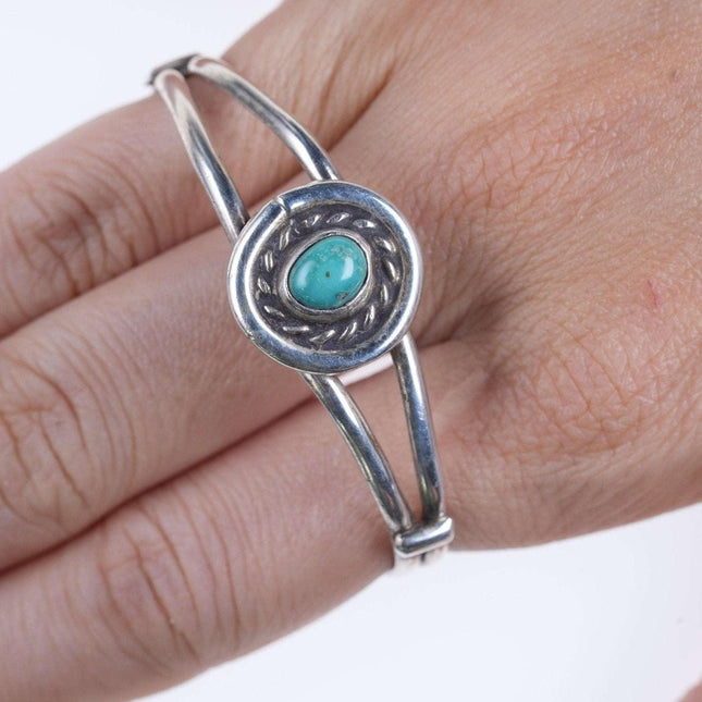 Vintage Native American Sterling/turquoise Childs cuff bracelet.