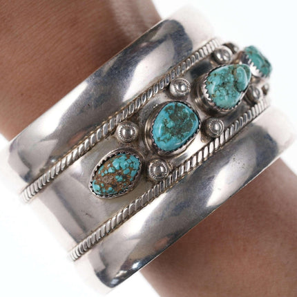 Vintage Native American Sterling/turquoise cuff bracelet hj