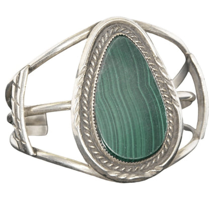 Vintage Navajo Sterling and Malachite Cuff Bracelet