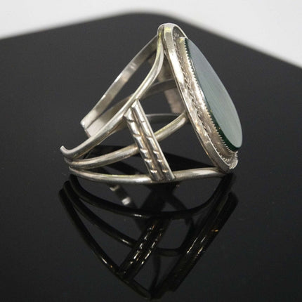 Vintage Navajo Sterling and Malachite Cuff Bracelet