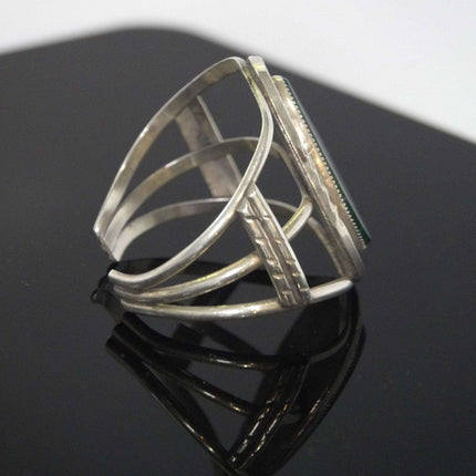 Vintage Navajo Sterling und Malachit Manschettenarmband