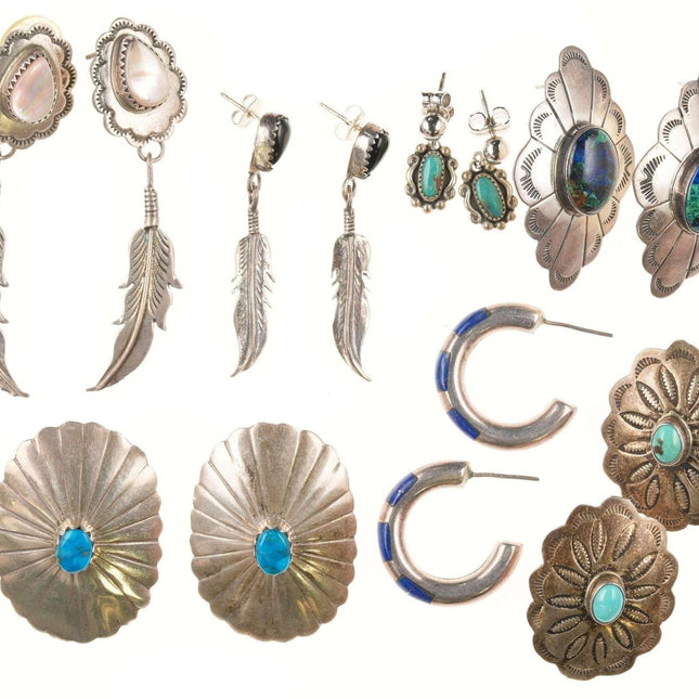 Vintage Sterling-Ohrringkollektion der amerikanischen Ureinwohner und des Südwestens