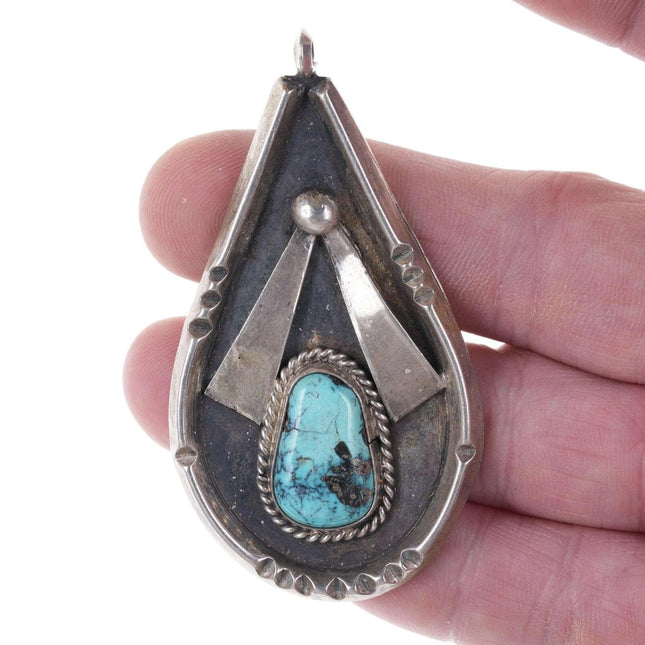 Vintage Native American sterling/turquoise pendant d