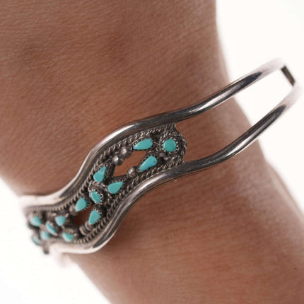 Vintage Native American Zuni Sterling Petit Point cuff bracelet