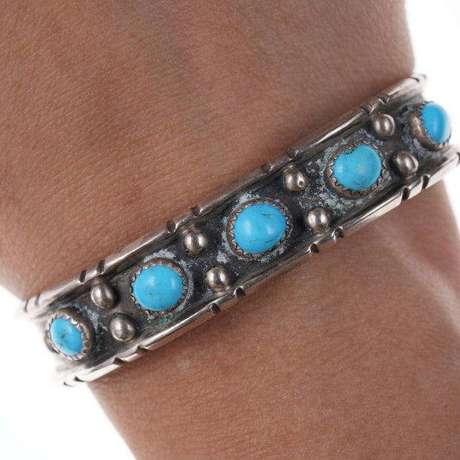 Vintage Native American Sterling/turquoise cuff bracelet io