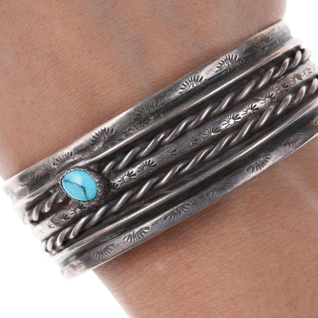 Vintage Native American Sterling Turquoise cuff bracelet