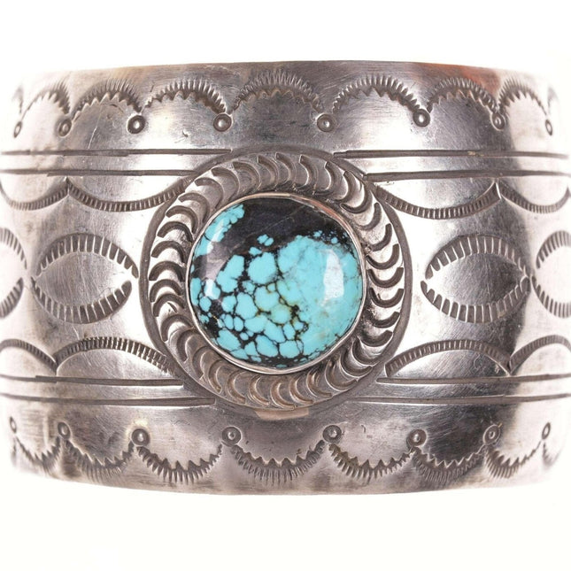 Vintage Native American Sterling Stamped Turquoise cuff bracelet