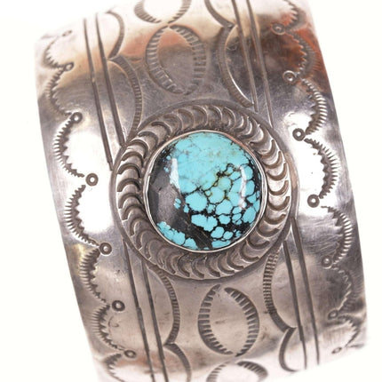 Vintage Native American Sterling Stamped Turquoise cuff bracelet