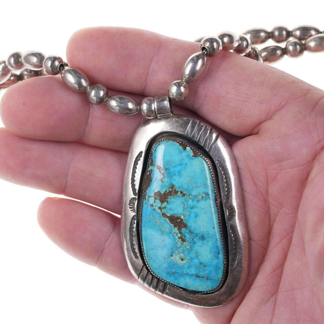 Vintage Native American Sterling Turquoise Pendant necklace