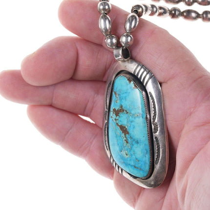 Vintage Native American Sterling Turquoise Pendant necklace