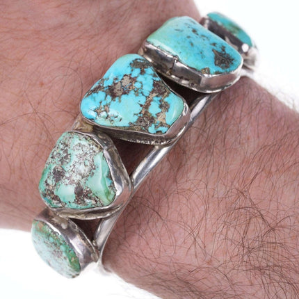 Vintage Native American sterling chunky turquoise cuff bracelet