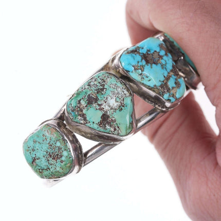 Vintage Native American sterling chunky turquoise cuff bracelet