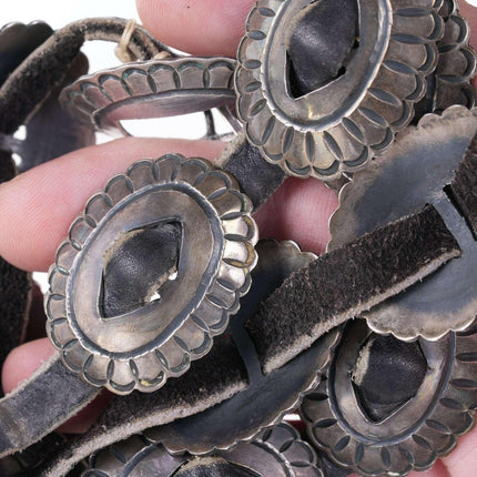 Vintage Navajo Hand Chiseled silver concho belt