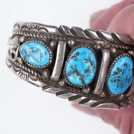 Vintage Navajo Sterling and turquoise cuff bracelet