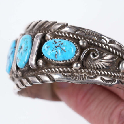 Vintage Navajo Sterling and turquoise cuff bracelet