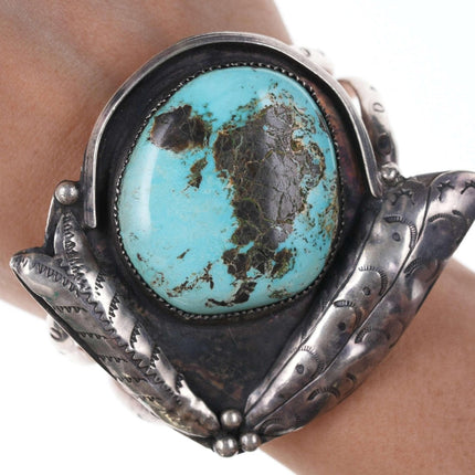 Vintage Native American Sterling/turquoise cuff bracelet n