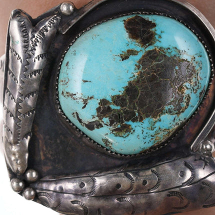 Vintage Native American Sterling/turquoise cuff bracelet n