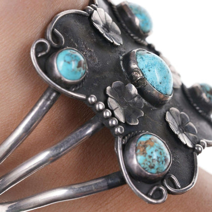 Vintage Native American Sterling/turquoise cuff bracelet k