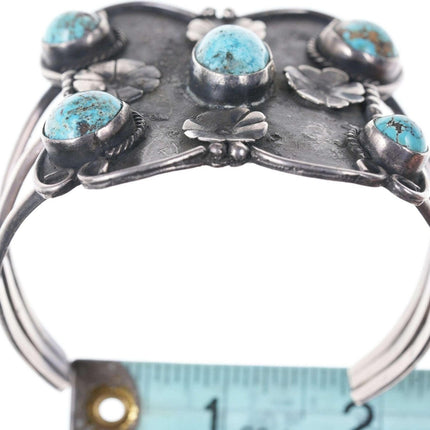 Vintage Native American Sterling/turquoise cuff bracelet k