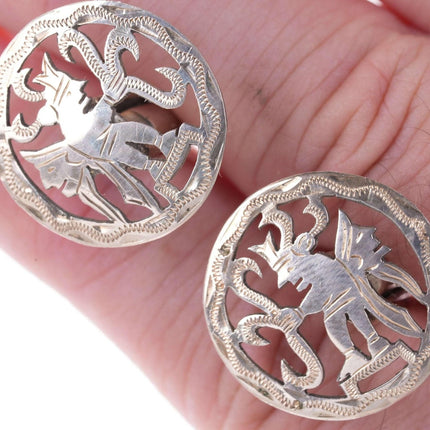 Vintage Guatemalan 900 silver Mayan style cufflinks