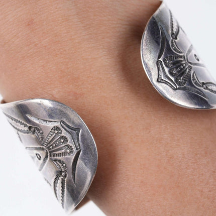 Vintage Fred Harvey Era Native American Sterling Cuff Bracelet