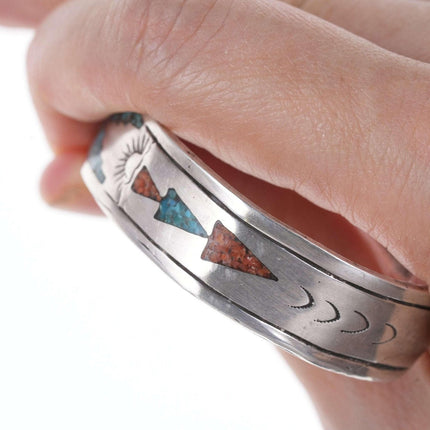 Vintage Navajo Chip inlay cuff bracelet