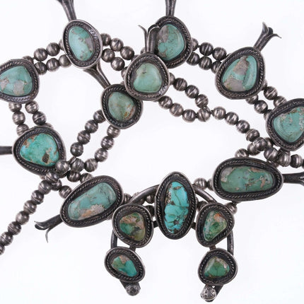 Vintage Navajo Silver and turquoise squash blossom necklace v